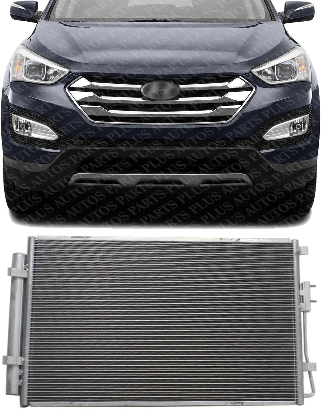 Front AC Condenser Aluminum Core Direct Replacement Compatible With 2013-2018 Hyundai Santa Fe / 2013-2016 Sport / 2019 XL HY3030153 976062W501
