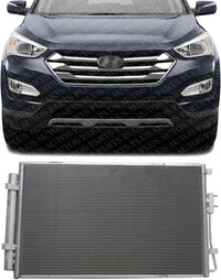 Front AC Condenser Aluminum Core Direct Replacement Compatible With 2013-2018 Hyundai Santa Fe / 2013-2016 Sport / 2019 XL HY3030153 976062W501