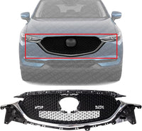 Front Grille Assembly Textured Gray With Chrome Molding Plastic Direct Replacement Compatible With 2017-2021 Mazda CX-5 MA1200215 KB8D50710J