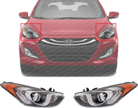 Set Of 2 Front Headlight Assembly Halogen Right Passenger & Left Driver Side Direct Replacement Compatible With 2013-2017 Hyundai Elantra GT HY2502173 HY2503173 92102A5050 92101A5050