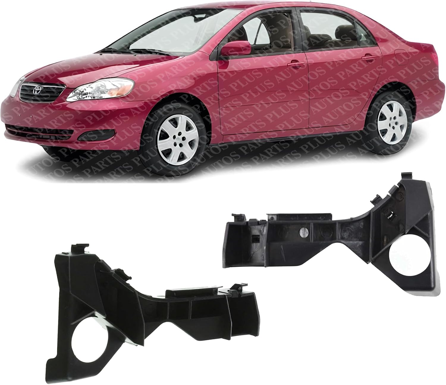 Set Of 2 Front Bumper Bracket Plastic Left Driver & Right Passenger Side Direct Replacement Compatible With 2003-2008 Toyota Corolla TO1066142 TO1067142 5211502061 5211602061