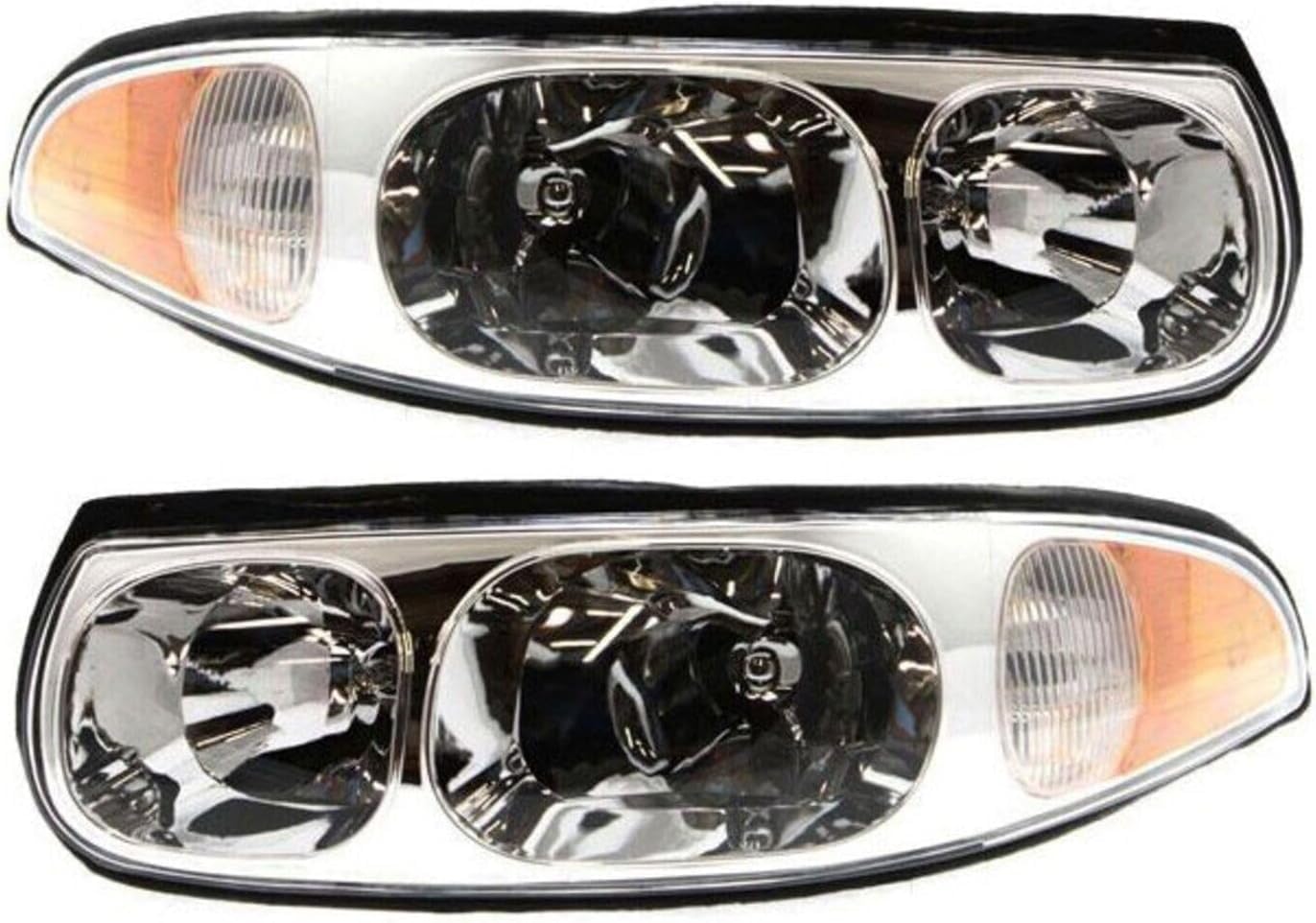 Set Of 2 Front Head Light Assembly Composite With Marker Lamp Left Driver & Right Passenger Side Direct Replacement Compatible With 2000-2005 Buick LeSabre GM2502210 GM2503210