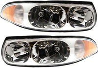 Set Of 2 Front Head Light Assembly Composite With Marker Lamp Left Driver & Right Passenger Side Direct Replacement Compatible With 2000-2005 Buick LeSabre GM2502210 GM2503210