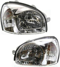 Set Of 2 Front Head Light Assembly Plastic Left Driver & Right Passenger Side Direct Replacement Compatible With 2001-2003 Hyundai Santa Fe HY2502121 HY2503121 9210126050 9210226050