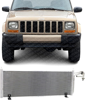 Front A/C Condenser Aluminum Core Direct Replacement Compatible With 1997-2001 Jeep Cherokee CH3030147 55036595AG