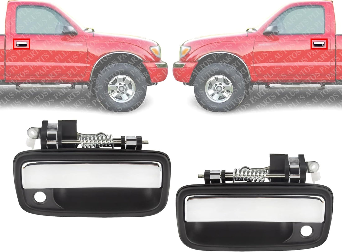 Front Door Handle Textured Black with Chrome Lever Left Driver & Right Passenger Side Direct Replacement Compatible with 1995-2004 Toyota Tacoma TO1310123 TO1311123 6922035030