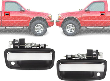 Front Door Handle Textured Black with Chrome Lever Left Driver & Right Passenger Side Direct Replacement Compatible with 1995-2004 Toyota Tacoma TO1310123 TO1311123 6922035030