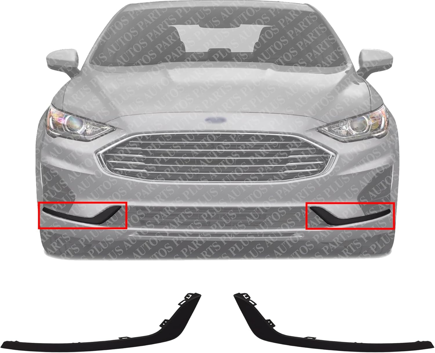 Set Of 2 Front Bumper Face Bar Molding Left Driver & Right Passenger Side Direct Replacement Compatible With 2019-2020 Ford Fusion/Police Responder FO1047110 FO1046110 KS7Z15266CE