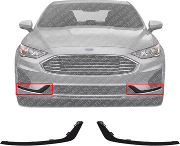 Set Of 2 Front Bumper Face Bar Molding Left Driver & Right Passenger Side Direct Replacement Compatible With 2019-2020 Ford Fusion/Police Responder FO1047110 FO1046110 KS7Z15266CE
