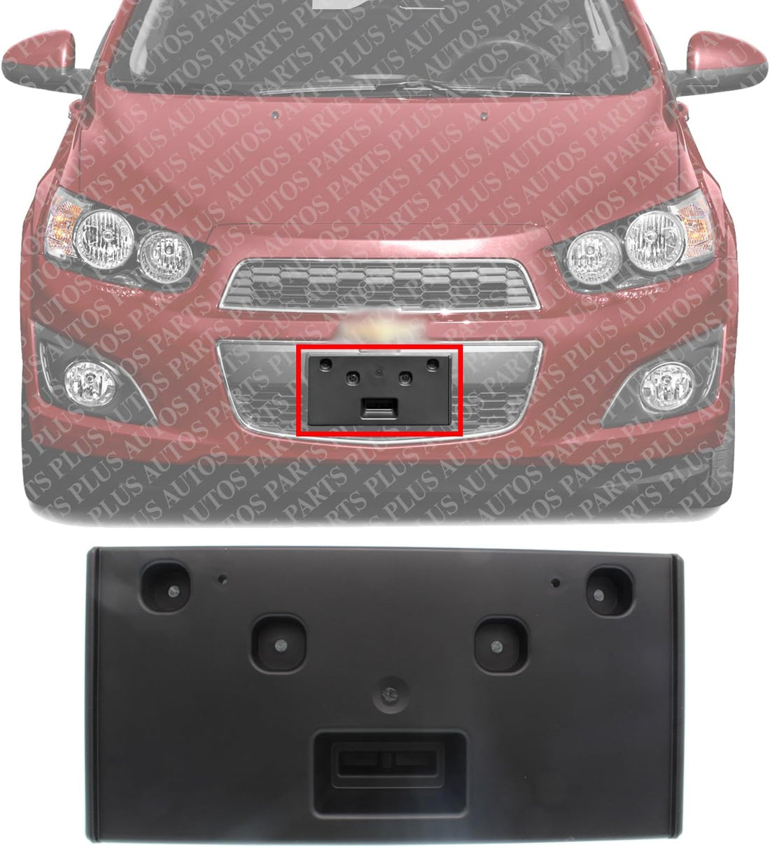 Front License Plate Bracket Textured Direct Replacement Compatible with 2012-2016 Chevrolet Sonic GM1068170 95939549