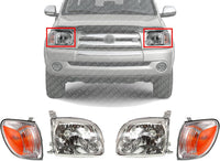 AUTOS PARTS PLUS Front Headlights + Signal Lamps Assembly Right Passenger & Left Driver Side Direct Replacement Compatible With 2005-2006 Toyota Tundra TO2503166 TO2502166 TO2530148 TO2531148