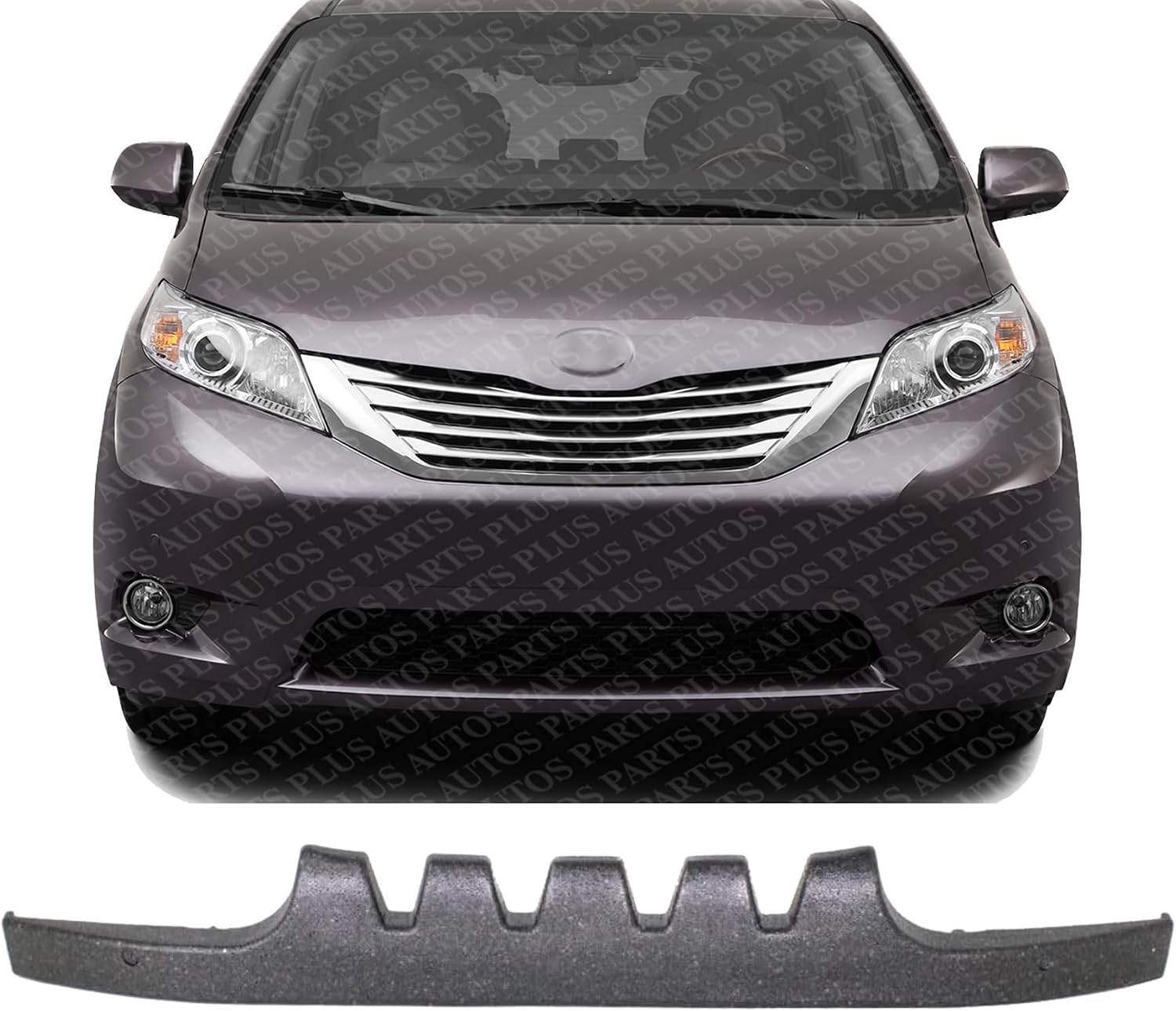 Front Bumper Impact Absorber Plastic Direct Replacement Compatible With 2011-2014 Toyota Sienna TO1070166 5261108030