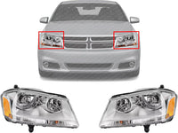 Set Of 2 Front Headlight Assembly Right Passenger & Left Driver Side Direct Replacement Compatible With 2008-2014 Dodge Avenger 5116343AD-PFM 5116342AD-PFM