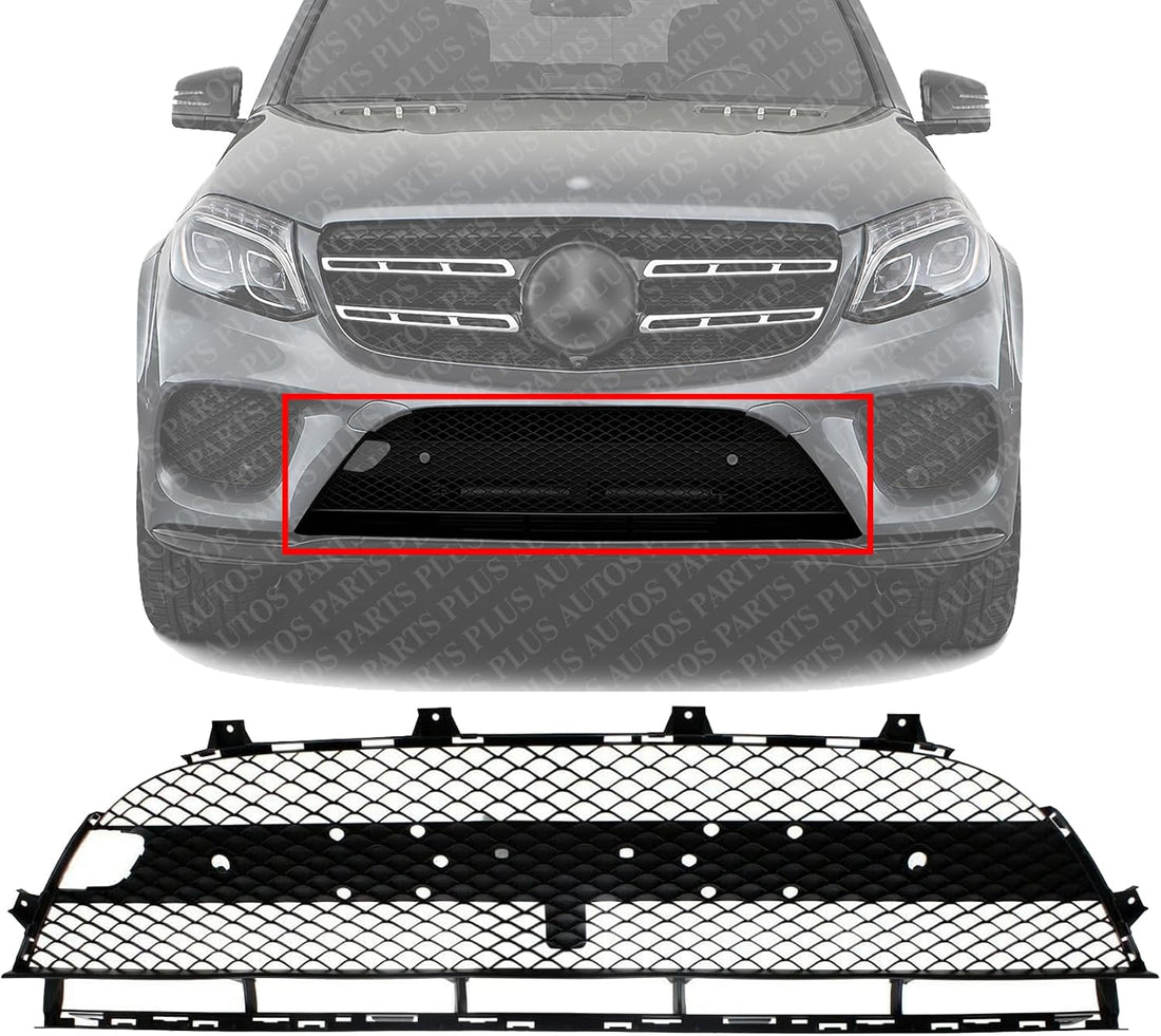 Front Bumper Center Grille Black Plastic Direct Replacement Compatible With 2016-2019 Mercedes Benz GLE-CLASS / 2017-2019 GLS450 GLS550 MB1036159 292885512228