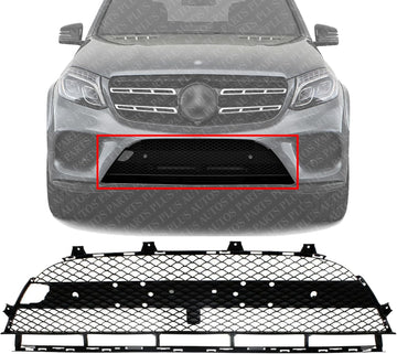 Front Bumper Center Grille Black Plastic Direct Replacement Compatible With 2016-2019 Mercedes Benz GLE-CLASS / 2017-2019 GLS450 GLS550 MB1036159 292885512228