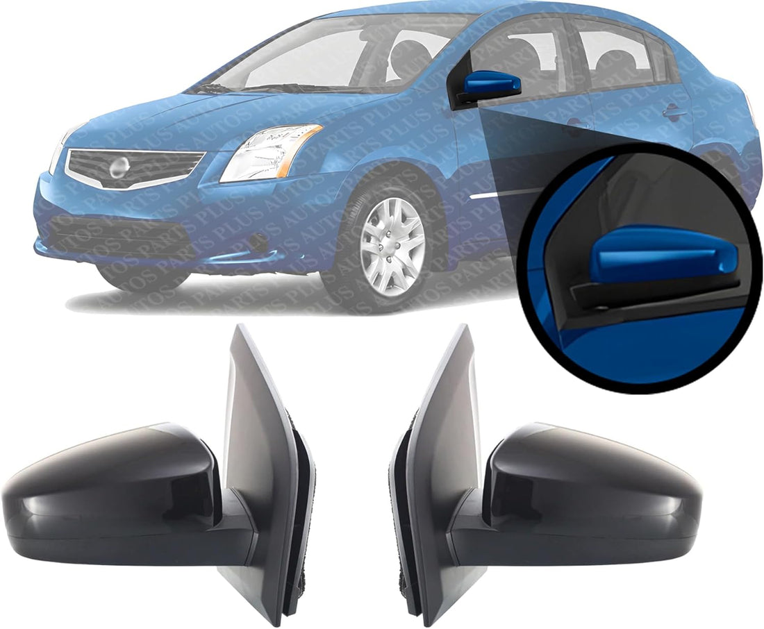 Set Of 2 Front Mirror Non-Folding Non-Heated Primed Plastic Left Driver & Right Passenger Side Direct Replacement Compatible With 2007-2012 Nissan Sentra NI1320166 NI1321166