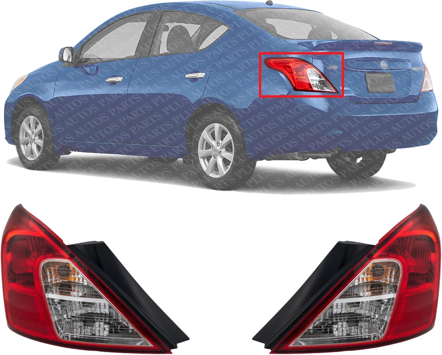 Set Of 2 Tail Light Outer Assembly Plastic Left Driver & Right Passenger Side Direct Replacement Compatible With 2012-2019 Nissan Versa NI2801194 NI2800194 265503AN0A 265553AN0A