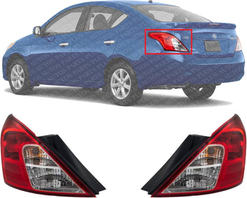 Set Of 2 Tail Light Outer Assembly Plastic Left Driver & Right Passenger Side Direct Replacement Compatible With 2012-2019 Nissan Versa NI2801194 NI2800194 265503AN0A 265553AN0A
