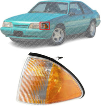 Front Outer Corner Light Lens And Housing Left Driver Side Direct Replacement Compatible With 1987-1993 Ford Mustang FO2550105 E7ZZ15A201B