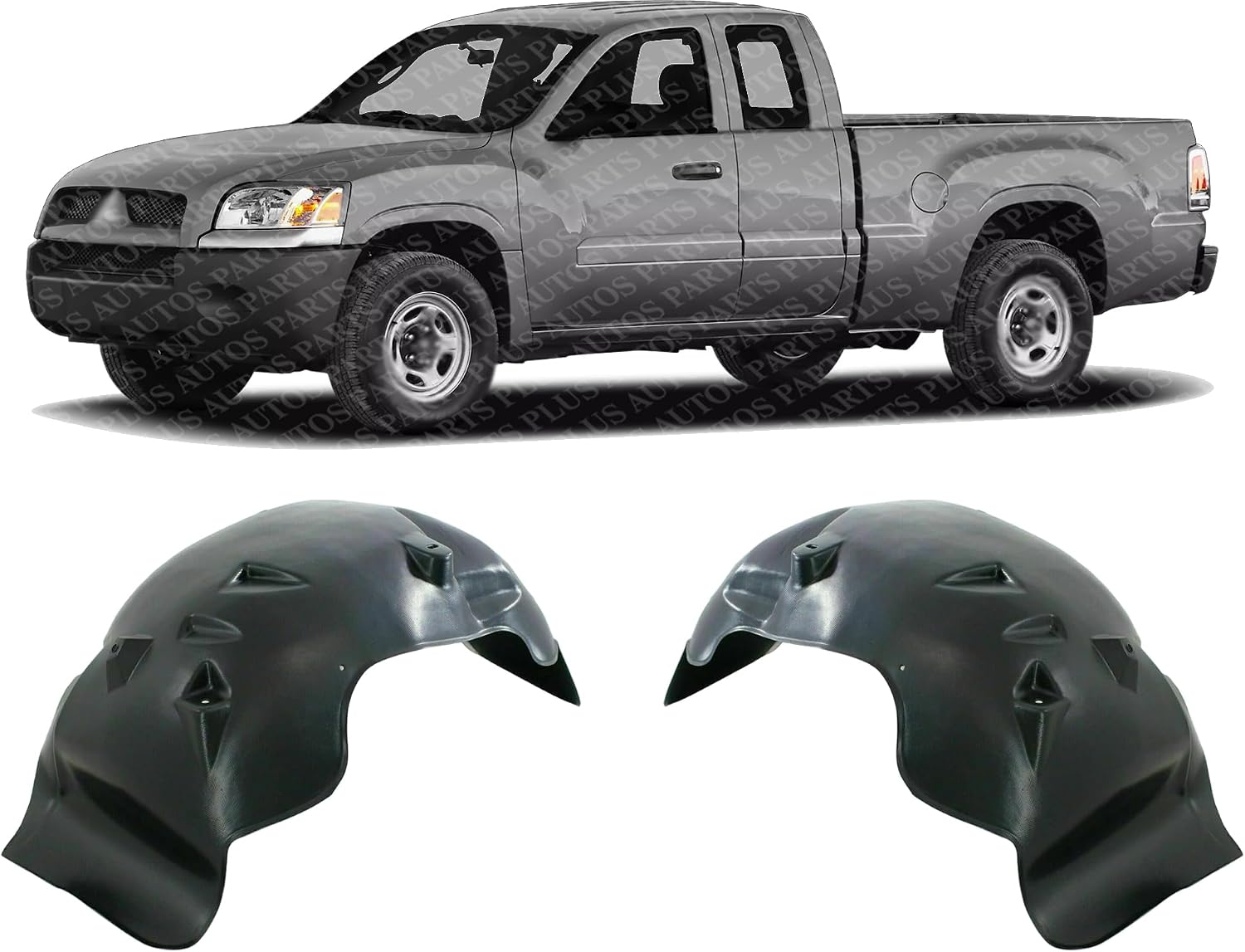 Set Of 2 Front Fender Liner Left Driver & Right Passenger Side Direct Replacement Compatible With 2005-2011 Dodge Dakota / 2006-2009 Mitsubishi Raider CH1249129 CH1248129 55077712AF
