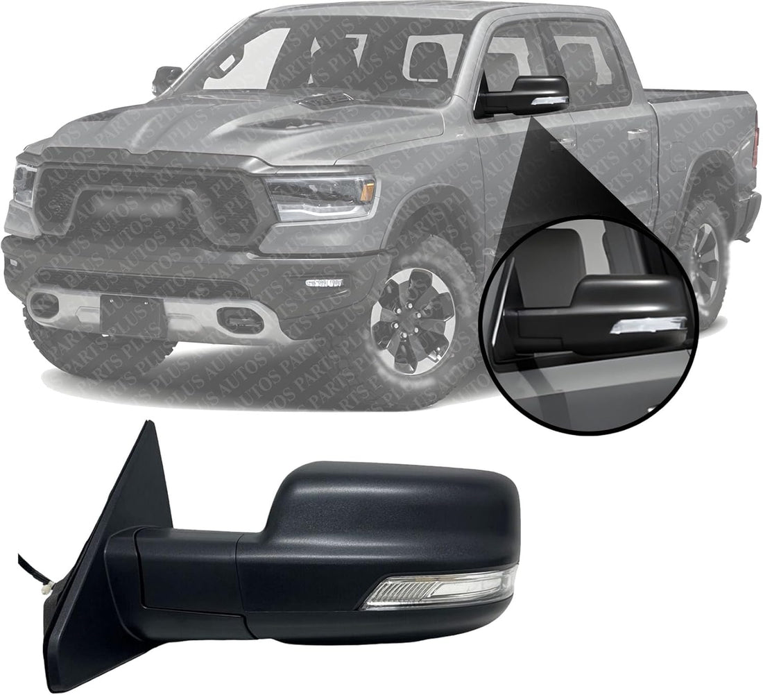 Front Mirror Power Folding Heated Textured Left Driver Side Direct Replacement Compatible With 2019-2022 Ram 1500 CH1320472 68462769AB