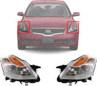 Set Of 2 Front Headlight Assembly Right Passenger & Left Driver Side Direct Replacement Compatible With 2008-2009 Nissan Altima NI2502176 NI2503176 26060JB10A 26010JB10A