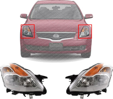 Set Of 2 Front Headlight Assembly Right Passenger & Left Driver Side Direct Replacement Compatible With 2008-2009 Nissan Altima NI2502176 NI2503176 26060JB10A 26010JB10A