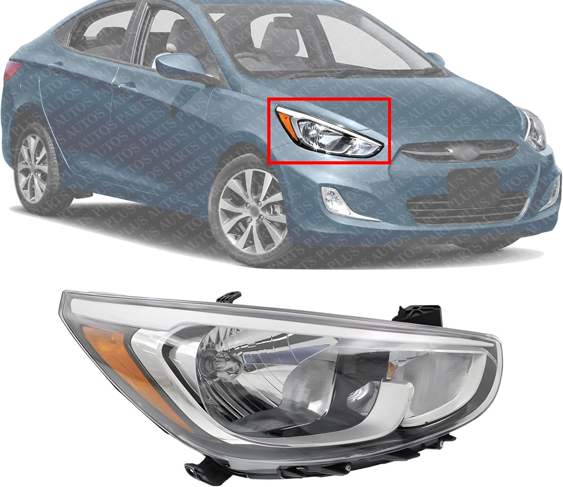 Front Head Light Assembly Right Passenger Side Direct Replacement Compatible With 2015-2017 Hyundai Accent HY2503192 921021R710