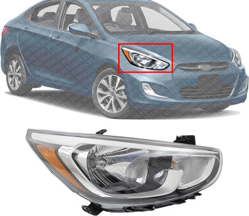 Front Head Light Assembly Right Passenger Side Direct Replacement Compatible With 2015-2017 Hyundai Accent HY2503192 921021R710
