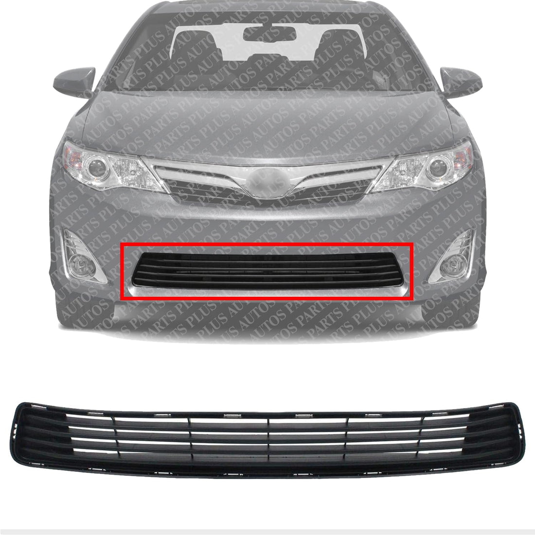 Front Bumper Grille Textured Black Plastic Direct Replacement Compatible With 2012-2014 Toyota Camry TO1036128 5311206200