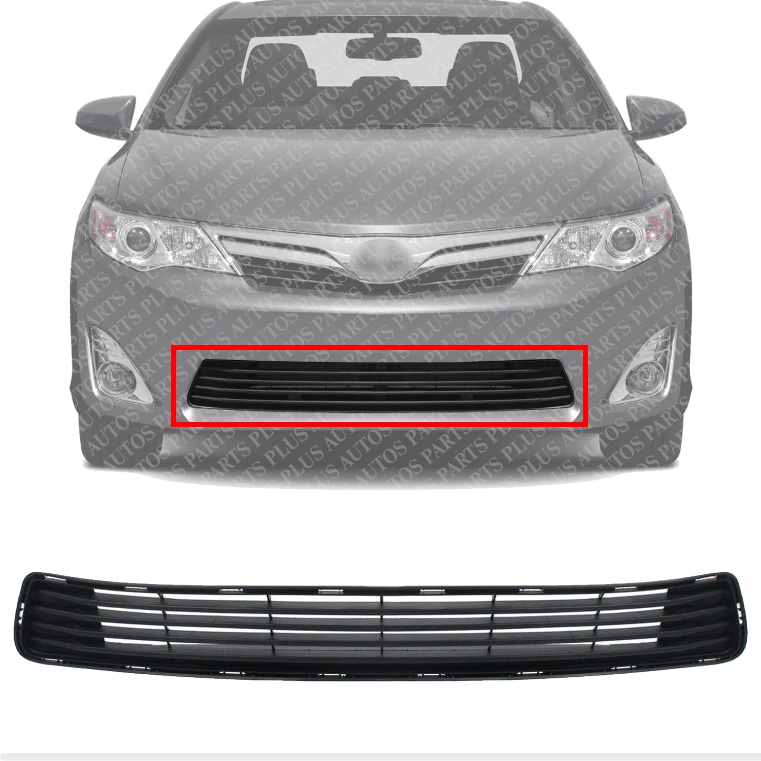 Front Bumper Grille Textured Black Plastic Direct Replacement Compatible With 2012-2014 Toyota Camry TO1036128 5311206200