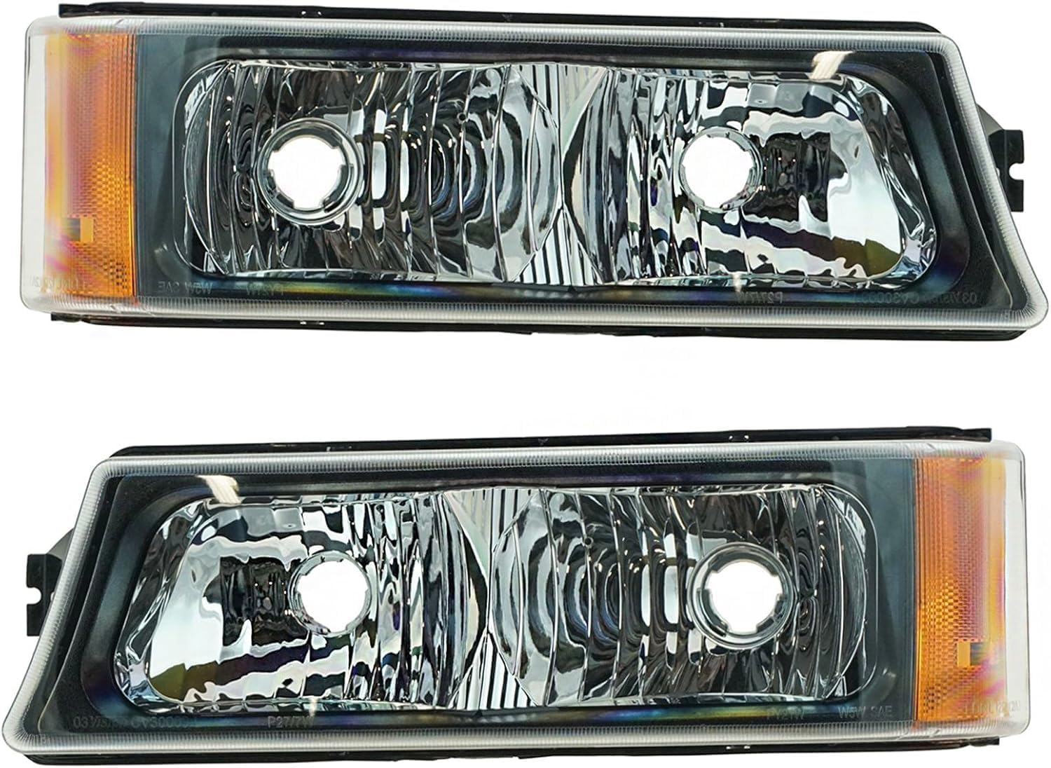 Front Bumper + Upper Cover Primed + Lower Valance Textured + Signal + Headlights Left & Right Side Direct Replacement Compatible With 2003-2006 Chevrolet Silverado 1500 GM1002417