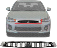 Front Grille Assembly Texture Black Insert With Chrome Molding Plastic Direct Replacement Compatible With 2016-2017 Mitsubishi Lancer MI1200267 7450B019