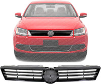 Front Grille Chrome Shell With Primed Insert Plastic Direct Replacement Compatible With 2011-2014 Volkswagen Jetta VW1200149 5C6853651AZLL