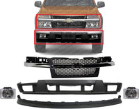 AUTOS PARTS PLUS Front Grille + Lower Valance + Extension + Fog Lights Assembly Left Driver & Right Passenger Side Direct Replacement Compatible With 2004-2012 Chevrolet Colorado/GMC Canyon