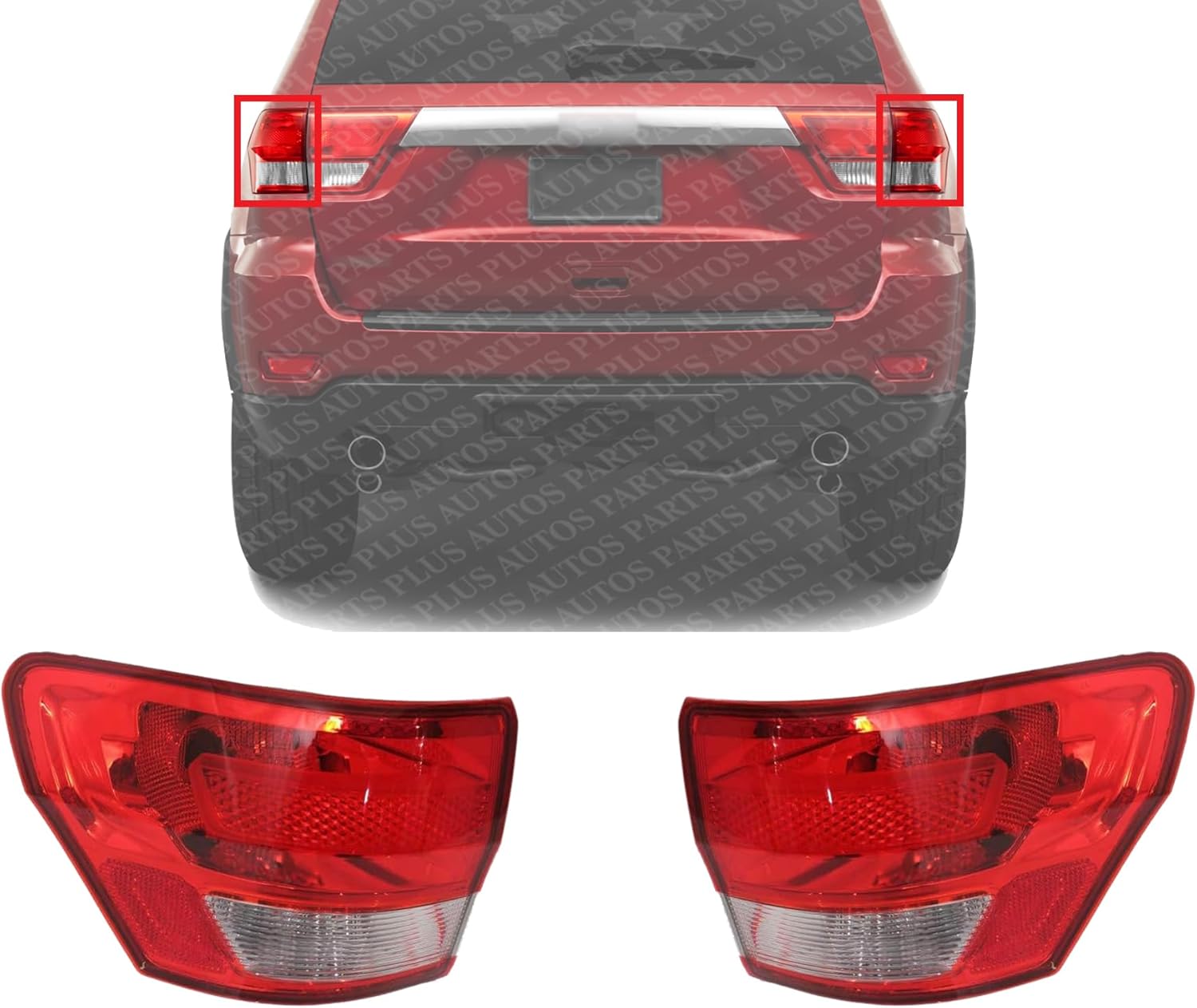 Set Of 2 Tail Light Outer Assembly Left Driver & Right Passenger Side Direct Replacement Compatible With 2011-2013 Jeep Grand Cherokee CH2805100 CH2804100 55079420AG 55079421AG
