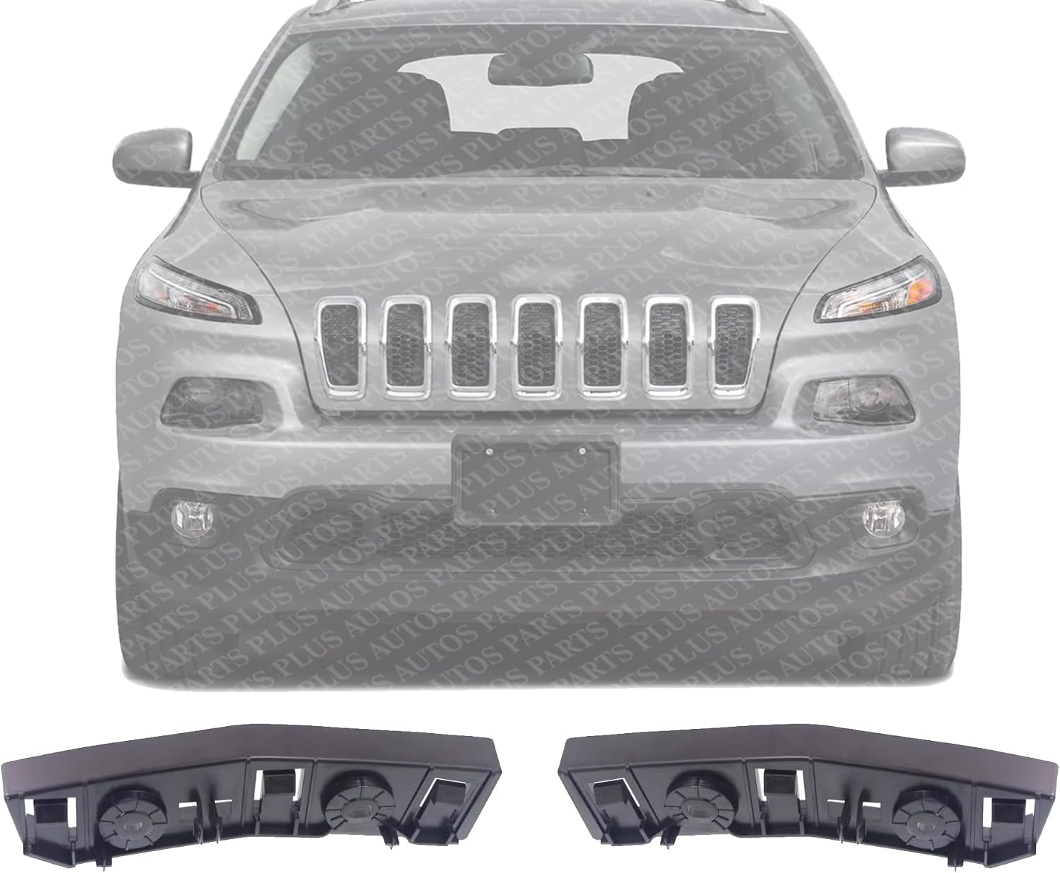 Set of 2 Front Bumper Upper Bracket Plastic Right Passenger & Left Driver Side Direct Replacement Compatible with 2014-2018 Jeep Cherokee CH1033102 CH1032102 68138675AC 68138375AC