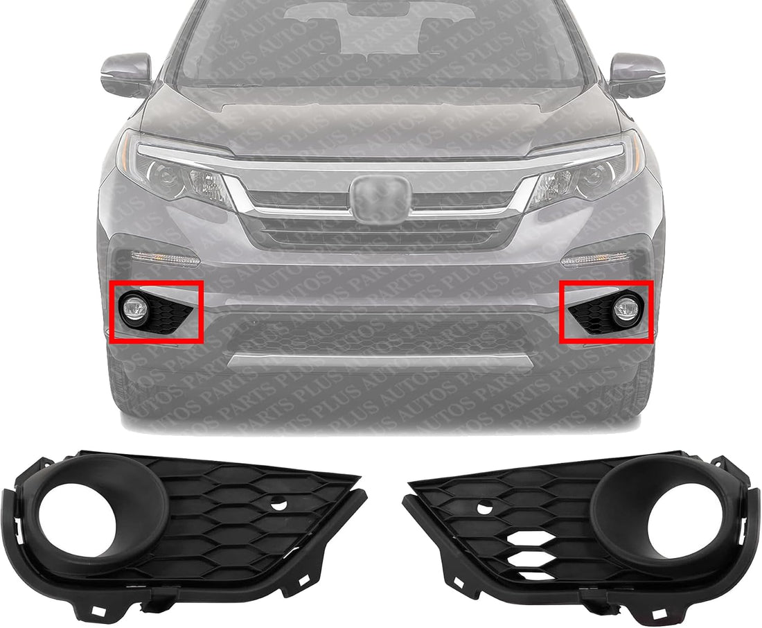 Set Of 2 Front Fog Light Molding Plastic Right Passenger & Left Driver Side Direct Replacement Compatible With 2019-2022 Honda Pilot HO1039142 HO1038142 71102TG7A60 71107TG7A60