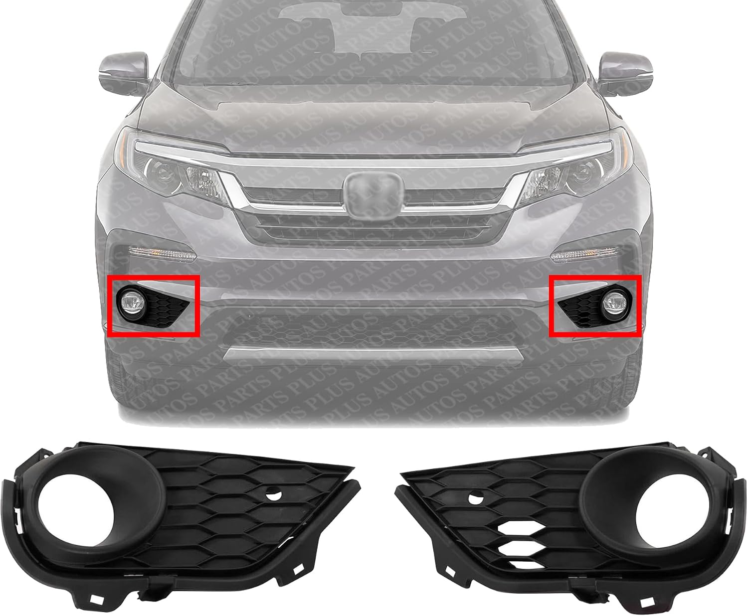 Set Of 2 Front Fog Light Molding Plastic Right Passenger & Left Driver Side Direct Replacement Compatible With 2019-2022 Honda Pilot HO1039142 HO1038142 71102TG7A60 71107TG7A60