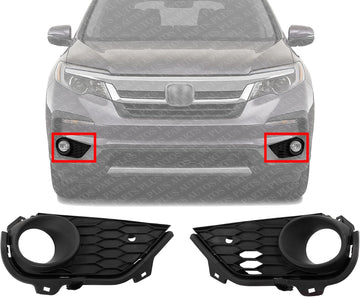 Set Of 2 Front Fog Light Molding Plastic Right Passenger & Left Driver Side Direct Replacement Compatible With 2019-2022 Honda Pilot HO1039142 HO1038142 71102TG7A60 71107TG7A60