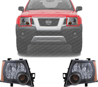 Set Of 2 Front Head Light Assembly With Black Interior Left Driver & Right Passenger Side Direct Replacement Compatible With 2009-2015 Nissan Xterra NI2502189 NI2503189