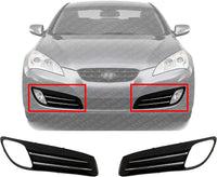 Set Of 2 Front Fog Light Molding Primed With Chrome Trim Left Driver & Right Passenger Side Direct Replacement Compatible With 2010-2012 Hyundai Genesis HY1038123 HY1039123