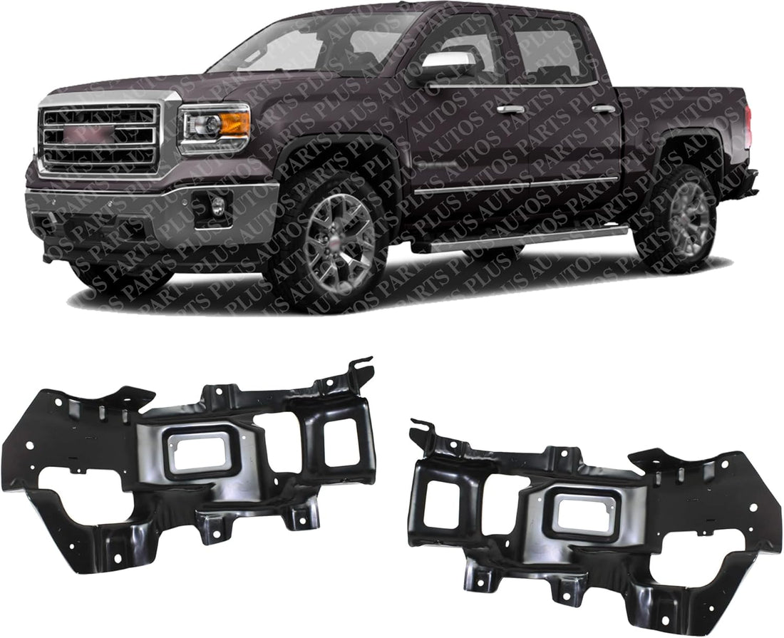 Set Of 2 Front Bumper Bracket Left Driver & Right Passenger Side Direct Replacement Compatible With 2014-2015 GMC Sierra 1500 GM1062109 GM1063109 22902346 22902345