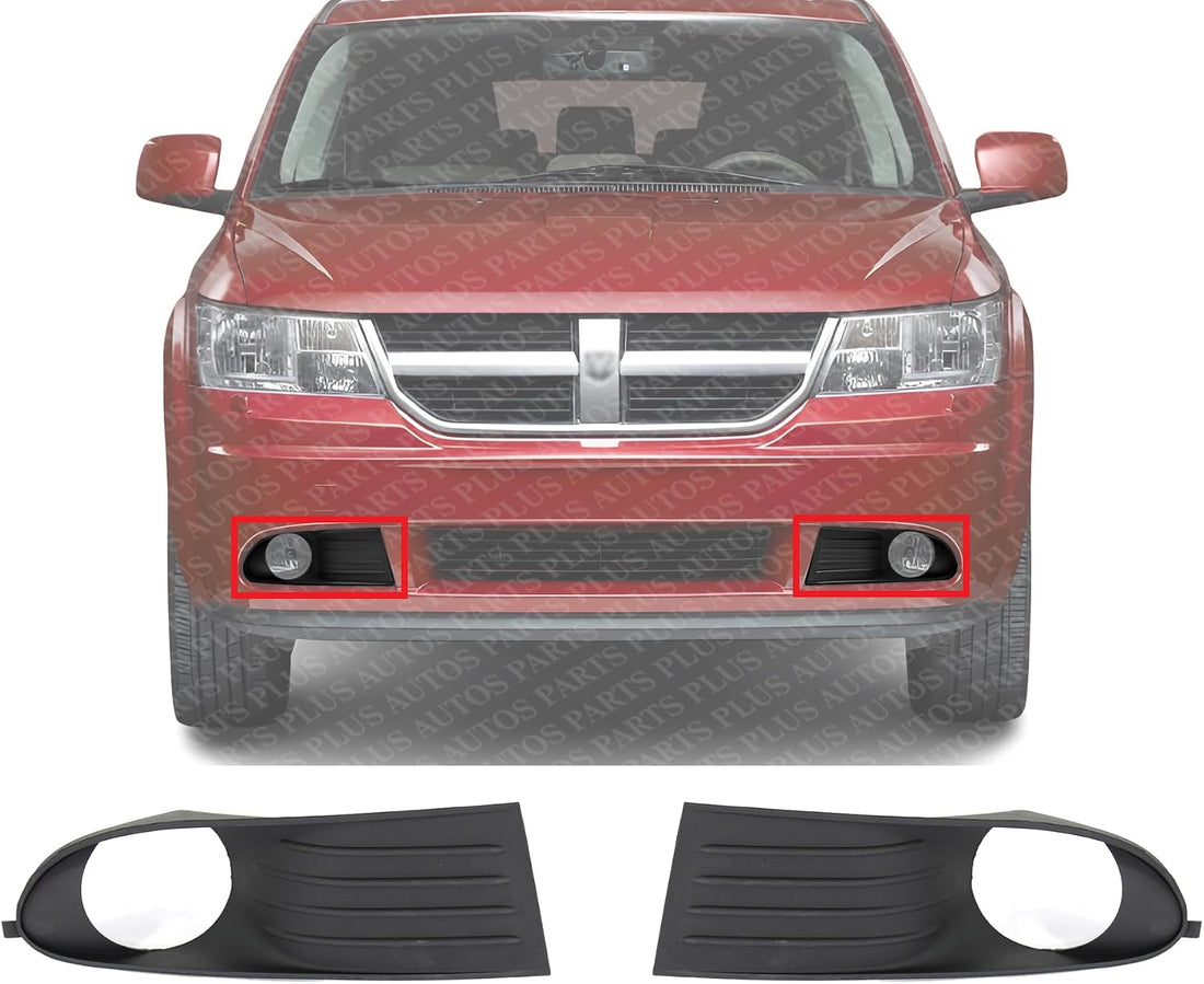 Set Of 2 Front Fog Light Molding Primed Plastic Right Passenger & Left Driver Side Direct Replacement Compatible With 2009-2013 Dodge Journey CH1039119 CH1038119 5178284AB 5178285AB