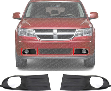 Set Of 2 Front Fog Light Molding Primed Plastic Right Passenger & Left Driver Side Direct Replacement Compatible With 2009-2013 Dodge Journey CH1039119 CH1038119 5178284AB 5178285AB