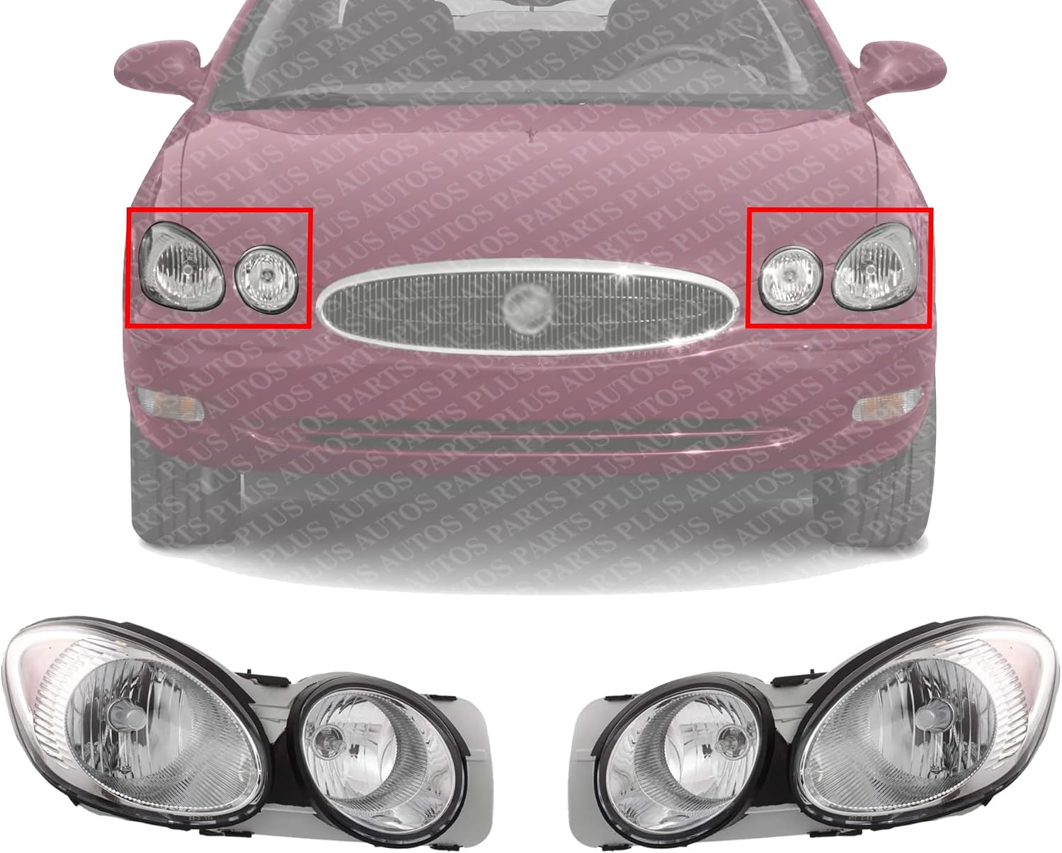 Set of 2 Front Headlight Assembly Right Passenger & Left Driver Side Direct Replacement Compatible With 2005-2007 Buick Allure/LaCrosse GM2518142 GM2519142 25942066 25942067