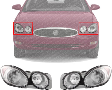 Set of 2 Front Headlight Assembly Right Passenger & Left Driver Side Direct Replacement Compatible With 2005-2007 Buick Allure/LaCrosse GM2518142 GM2519142 25942066 25942067