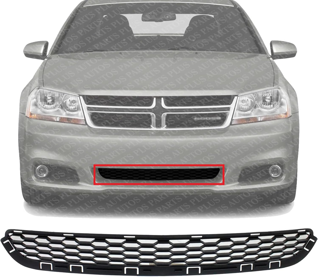 Front Bumper Lower Grille Textured Plastic Direct Replacement Compatible With 2011-2014 Dodge Avenger CH1036119 68081994AA