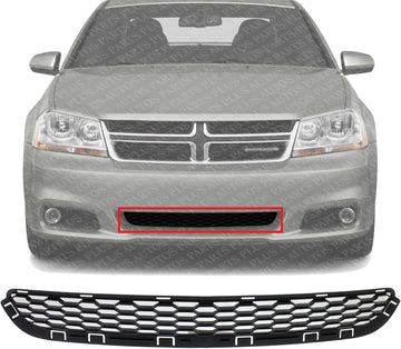 Front Bumper Lower Grille Textured Plastic Direct Replacement Compatible With 2011-2014 Dodge Avenger CH1036119 68081994AA