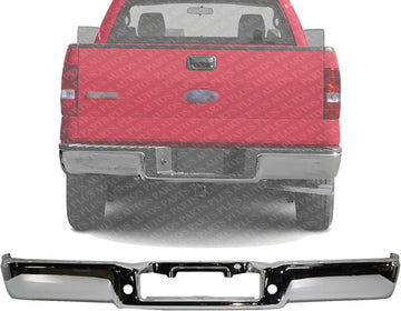 Step Bumper Face Bar Chrome Steel Without Rear Object Sensor Holes Direct Replacement Compatible With 2006-2008 Ford F-150 / Lincoln Mark LT FO1102358 8L3Z17906B